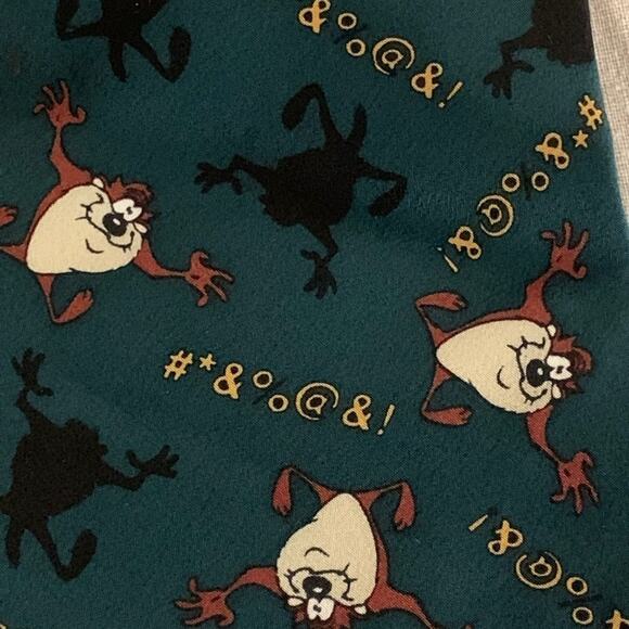 Tasmanian Devil swearing Warner Brothers green vintage cursing  men's neck tie - Picture 3 of 8